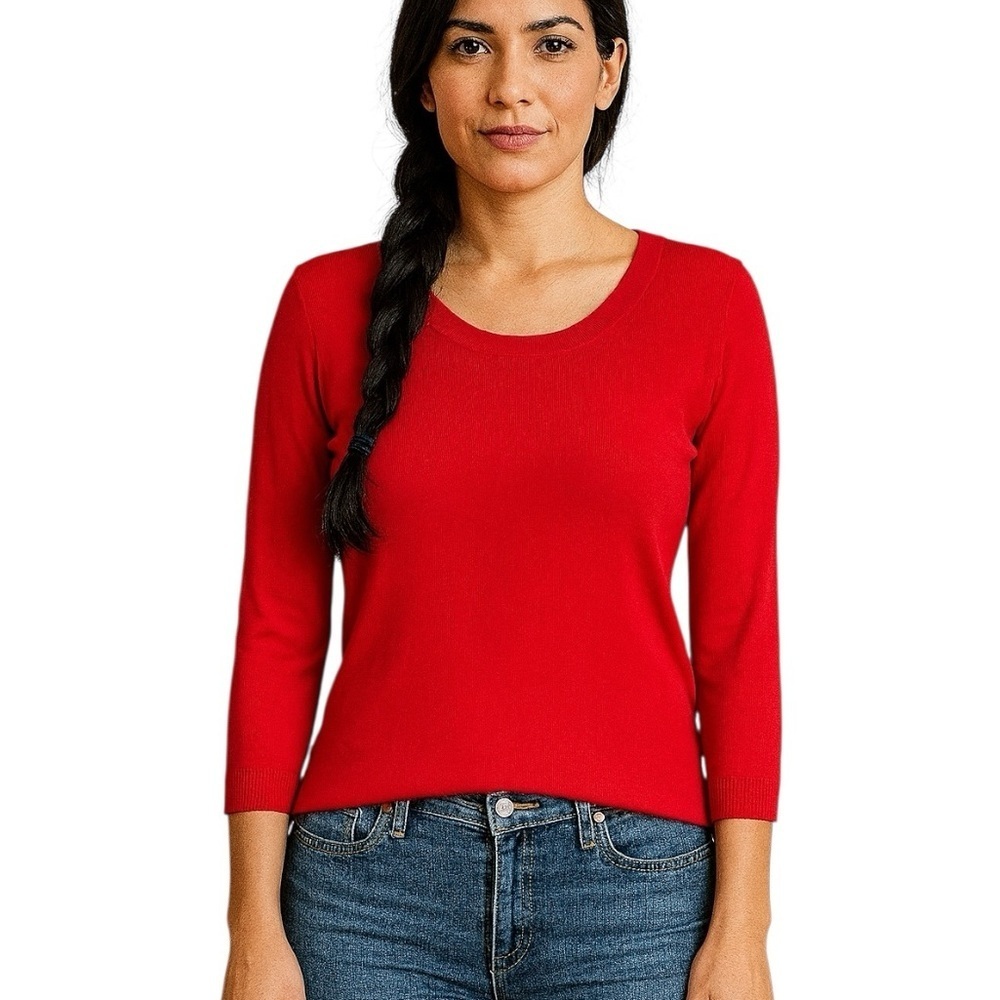 Vintage Joseph A. Large Red Crewneck Figure Hugging Sweater Stretch